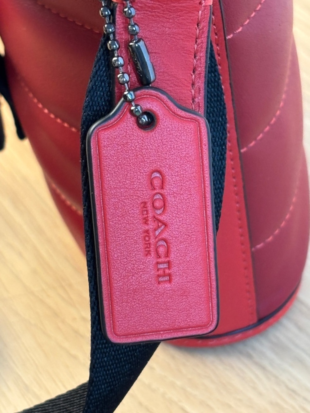 Coach Red/Black Track Small Flap Crossbody with Quilting Unisex Like New! - Picture 3 of 15